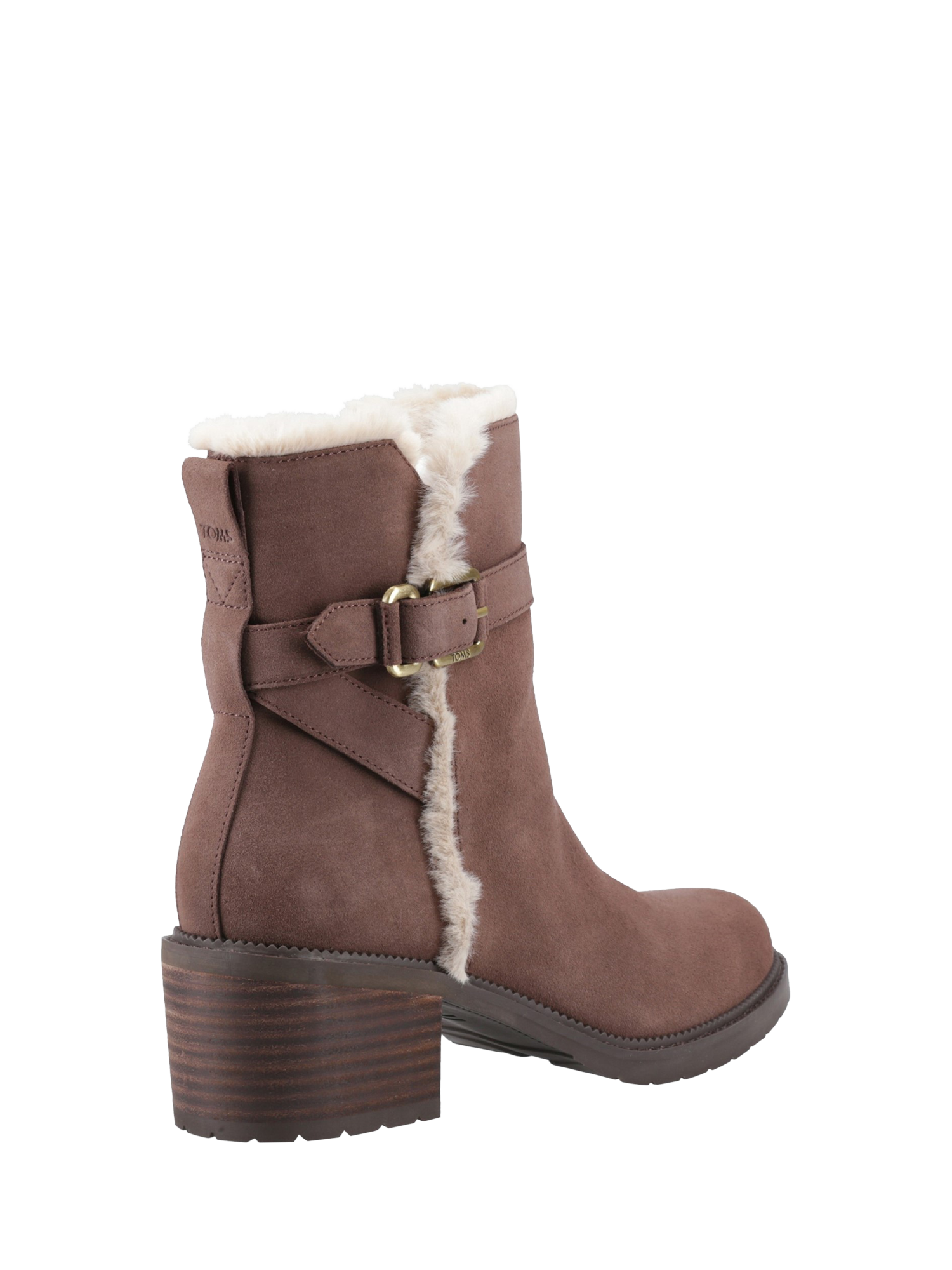 Product image 3 of 4, which shows TOMS Hailey Buckle Leather Ankle Boots, Oak Brown, 4