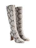 Carvela Jackpot Block Heel Knee High Boots, Black/White