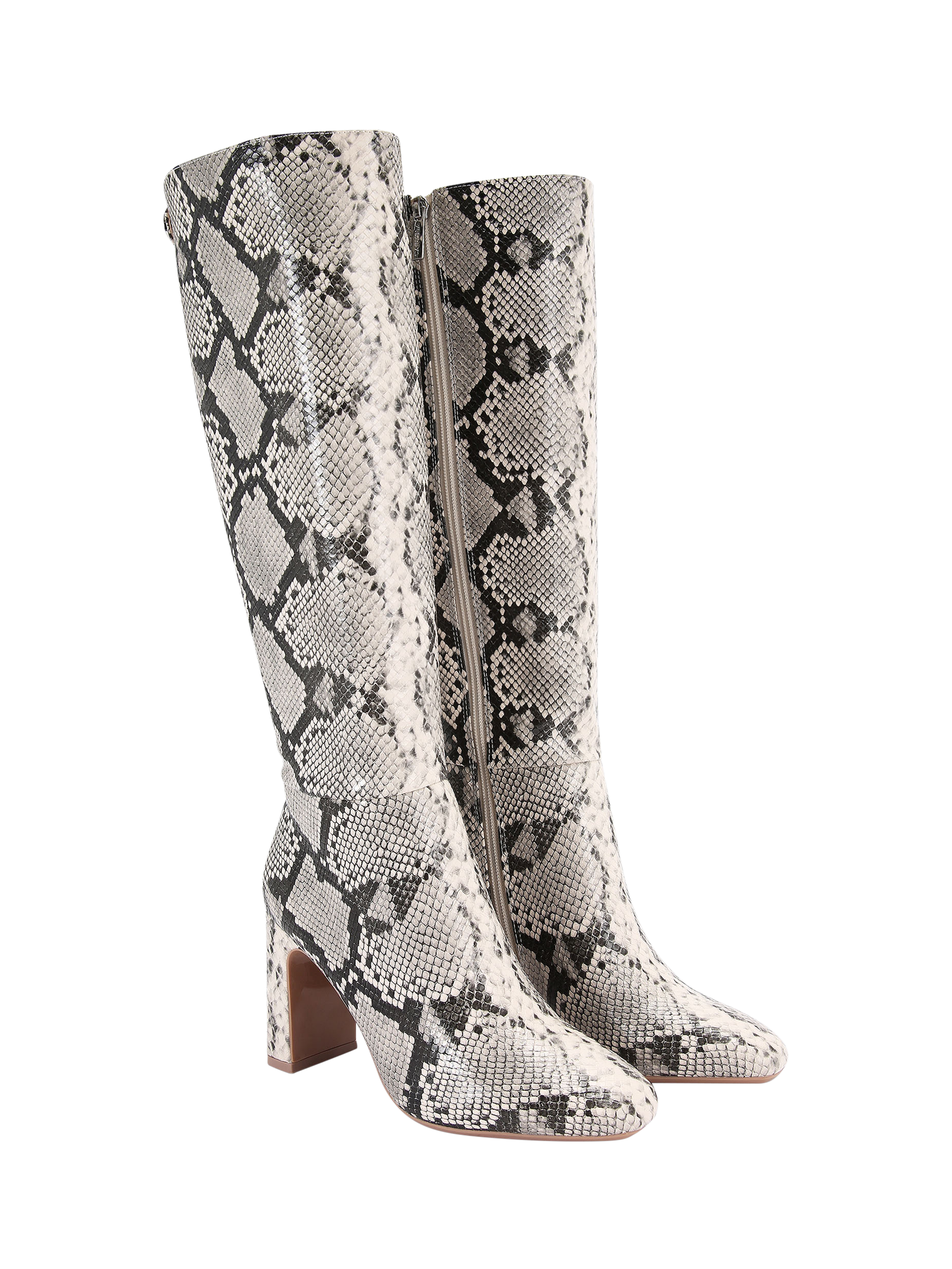 Product image 3 of 4, which shows Carvela Jackpot Block Heel Knee High Boots, Black/White, 3
