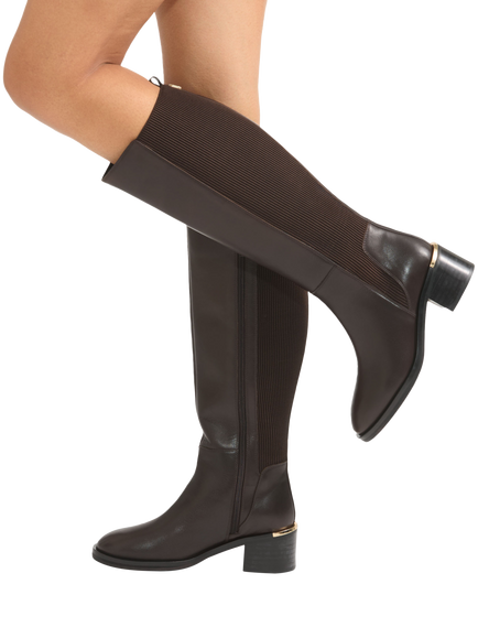 Carvela Liberta Leather Knee High Boots - view 2, Brown
