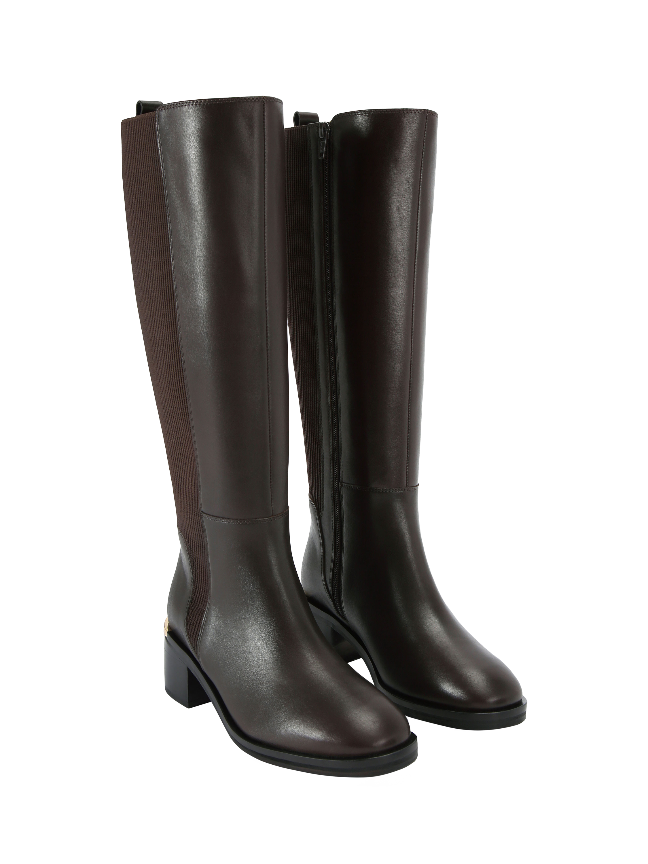 Product image 3 of 5, which shows Carvela Liberta Leather Knee High Boots, Brown, 3