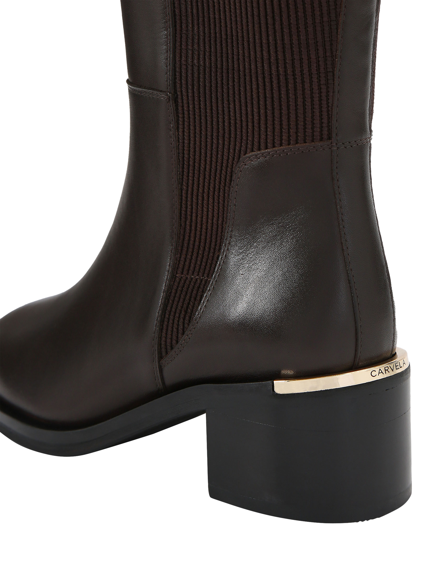 Product image 5 of 5, which shows Carvela Liberta Leather Knee High Boots, Brown, 3