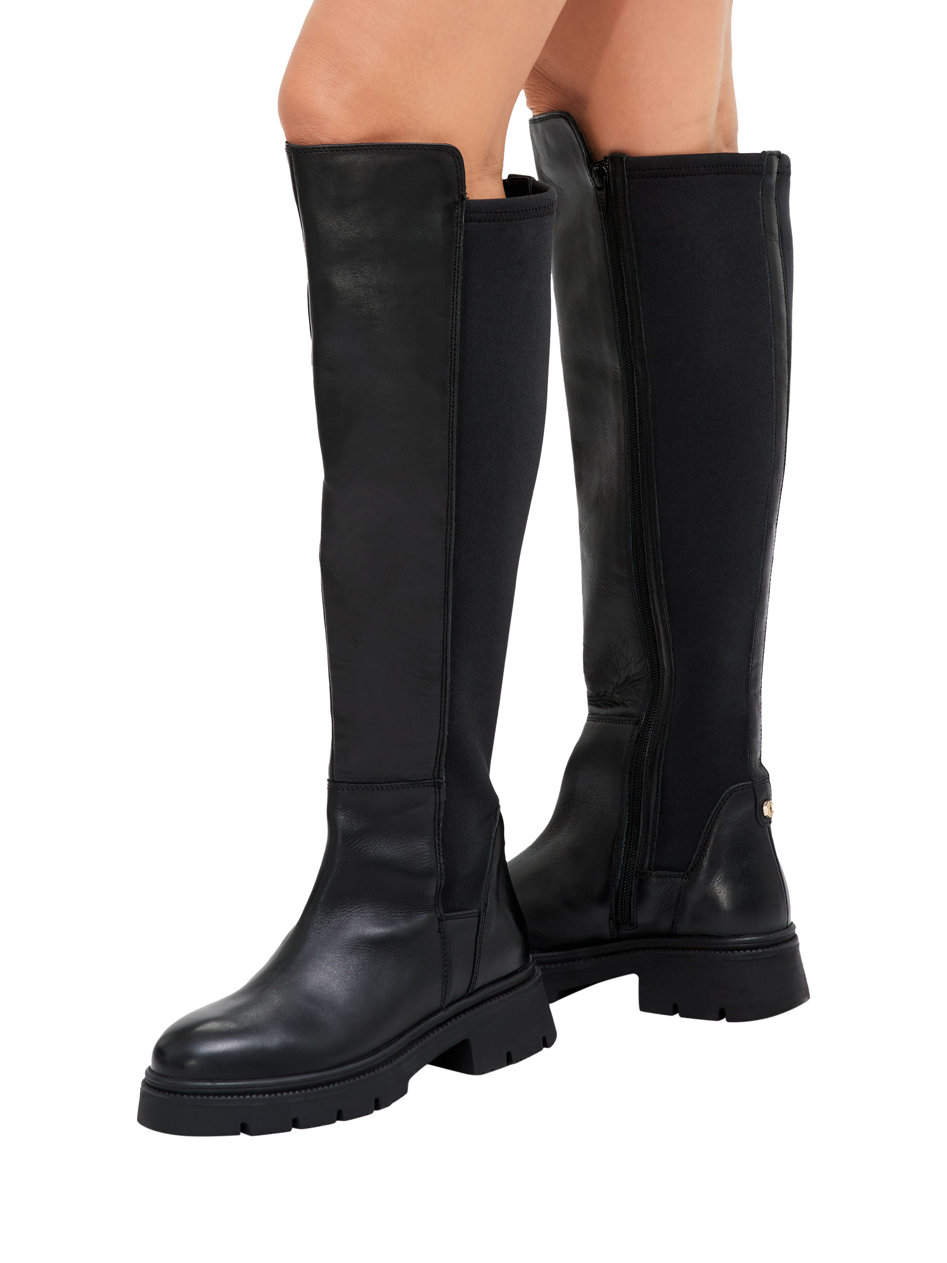 Product image 2 of 5, which shows Carvela Malfa Leather Knee High Boots, Black, 3