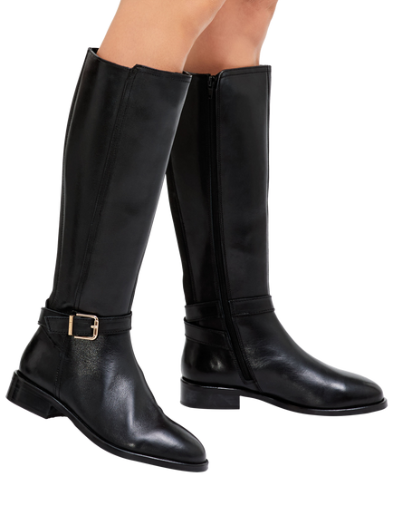 Carvela Pienza Leather Riding Boots - view 2, Black