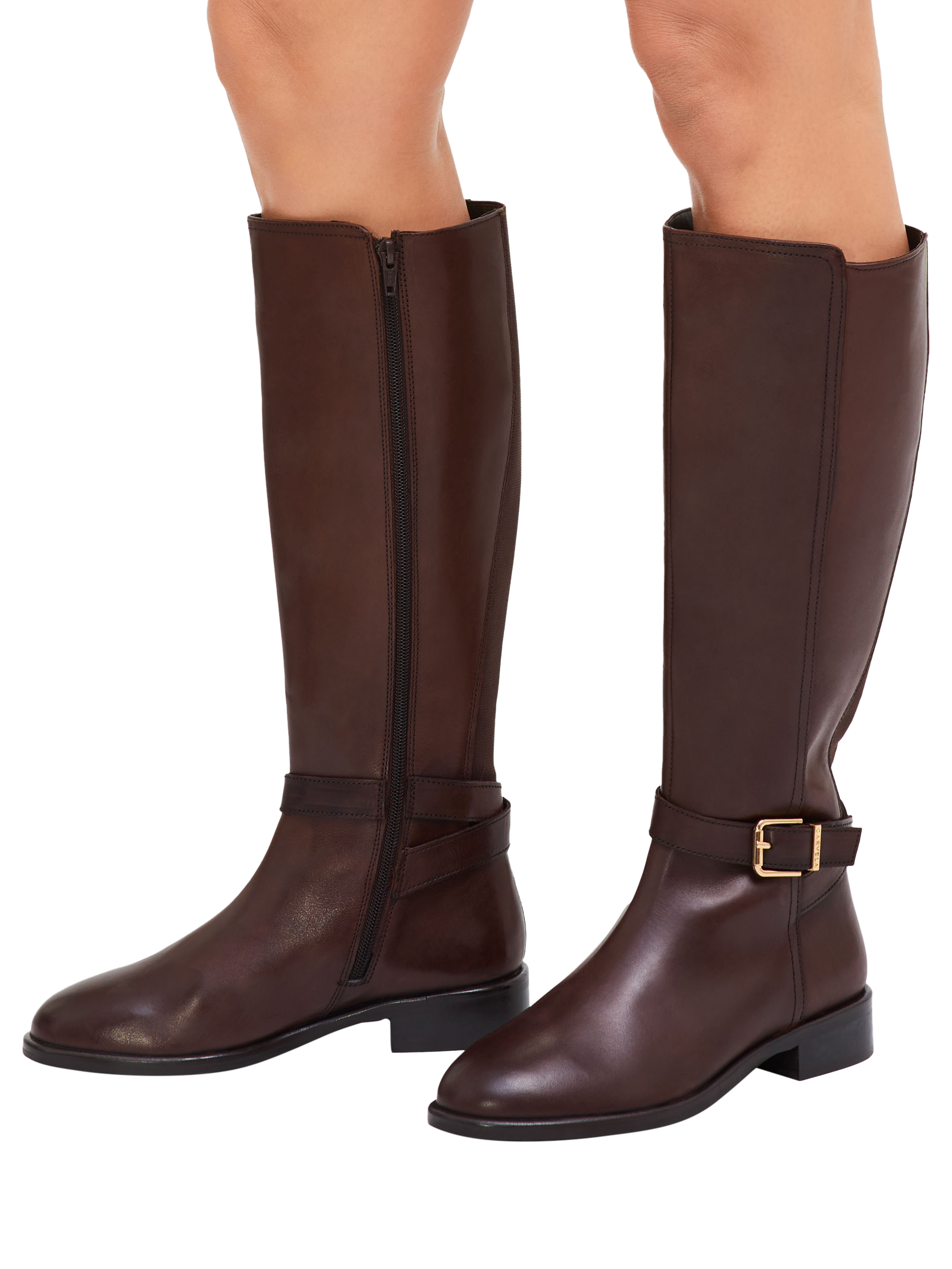 Product image 2 of 5, which shows Carvela Pienza Leather Riding Boots, Brown, 3