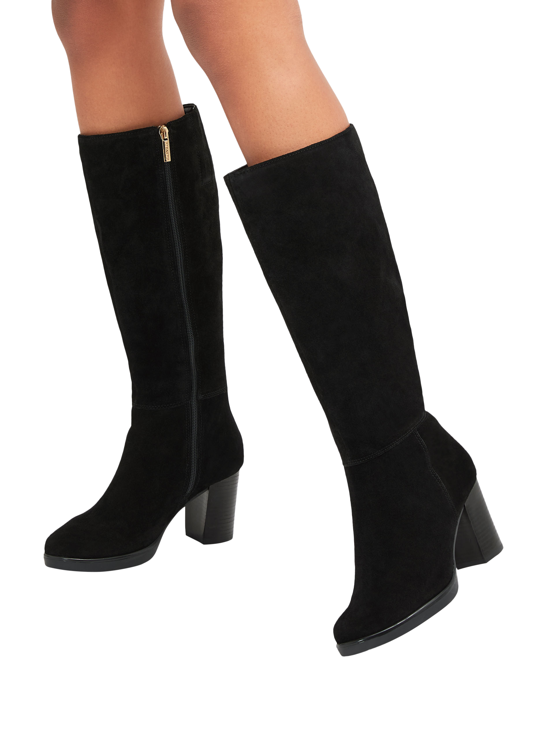 Product image 2 of 4, which shows Carvela Silver Suede Knee High Boots, Black, 3