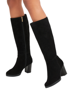 Carvela Silver Suede Knee High Boots, Black - view 2, Black