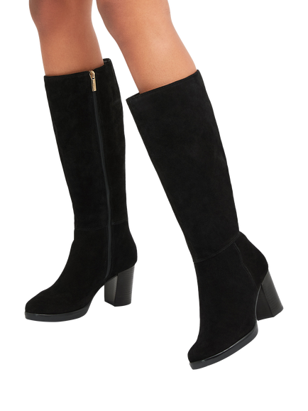 Carvela Silver Suede Knee High Boots, Black - view 2, Black