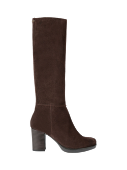 Carvela Silver Suede Knee-High Boots, Brown, Brown
