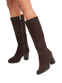 Carvela Silver Suede Knee-High Boots, Brown - view 2, Brown