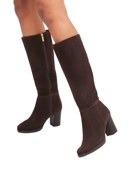 Carvela Silver Suede Knee-High Boots, Brown - view 2, Brown