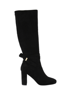 Carvela Tempt Wide Fit Block Heel Knee High Boots, Black, Black