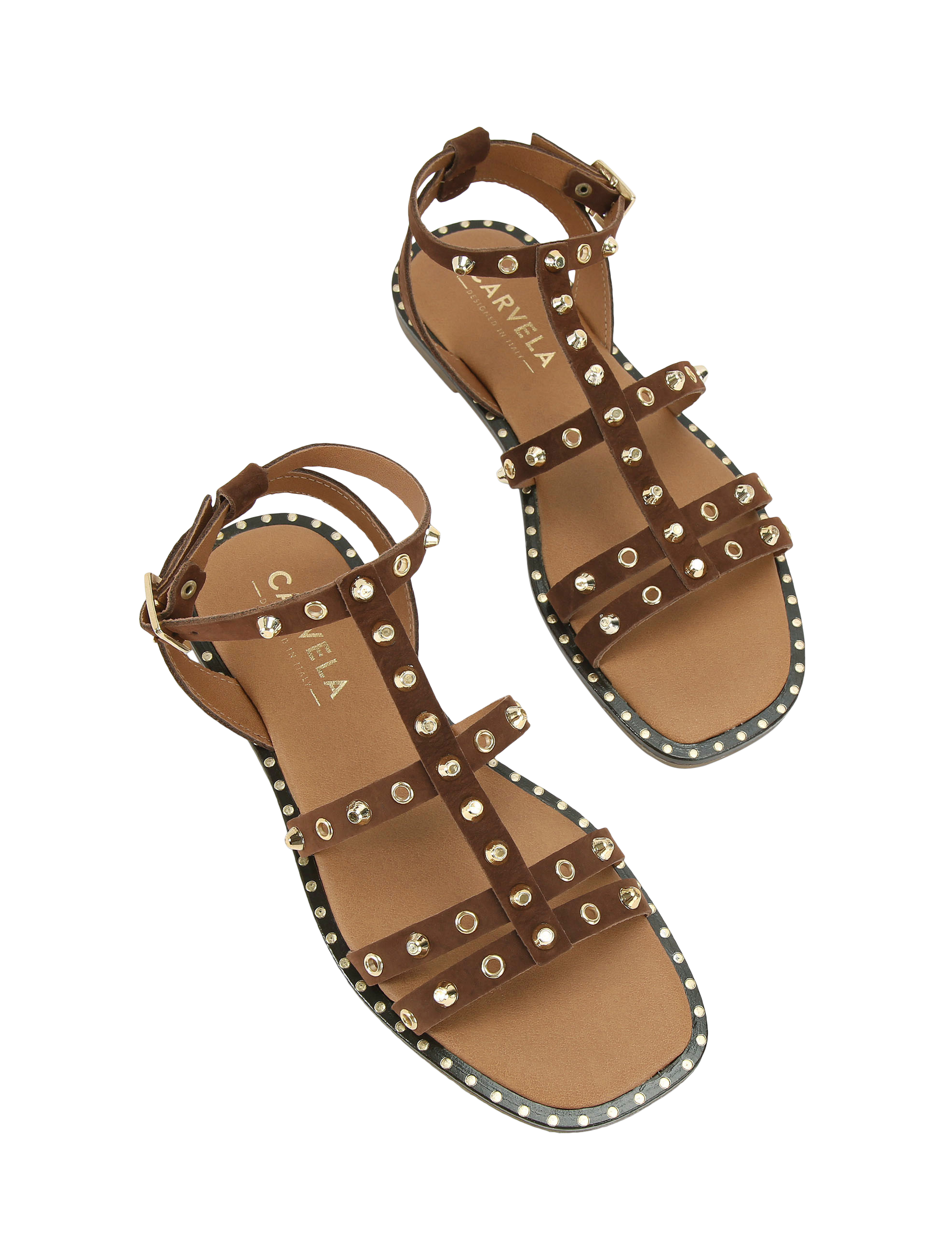 Product image 3 of 4, which shows Carvela Alia Leather Gladiator Sandals, Brown, 3