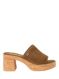 Carvela Genova Suede Block Heel Platform Sandals, Mid Brown