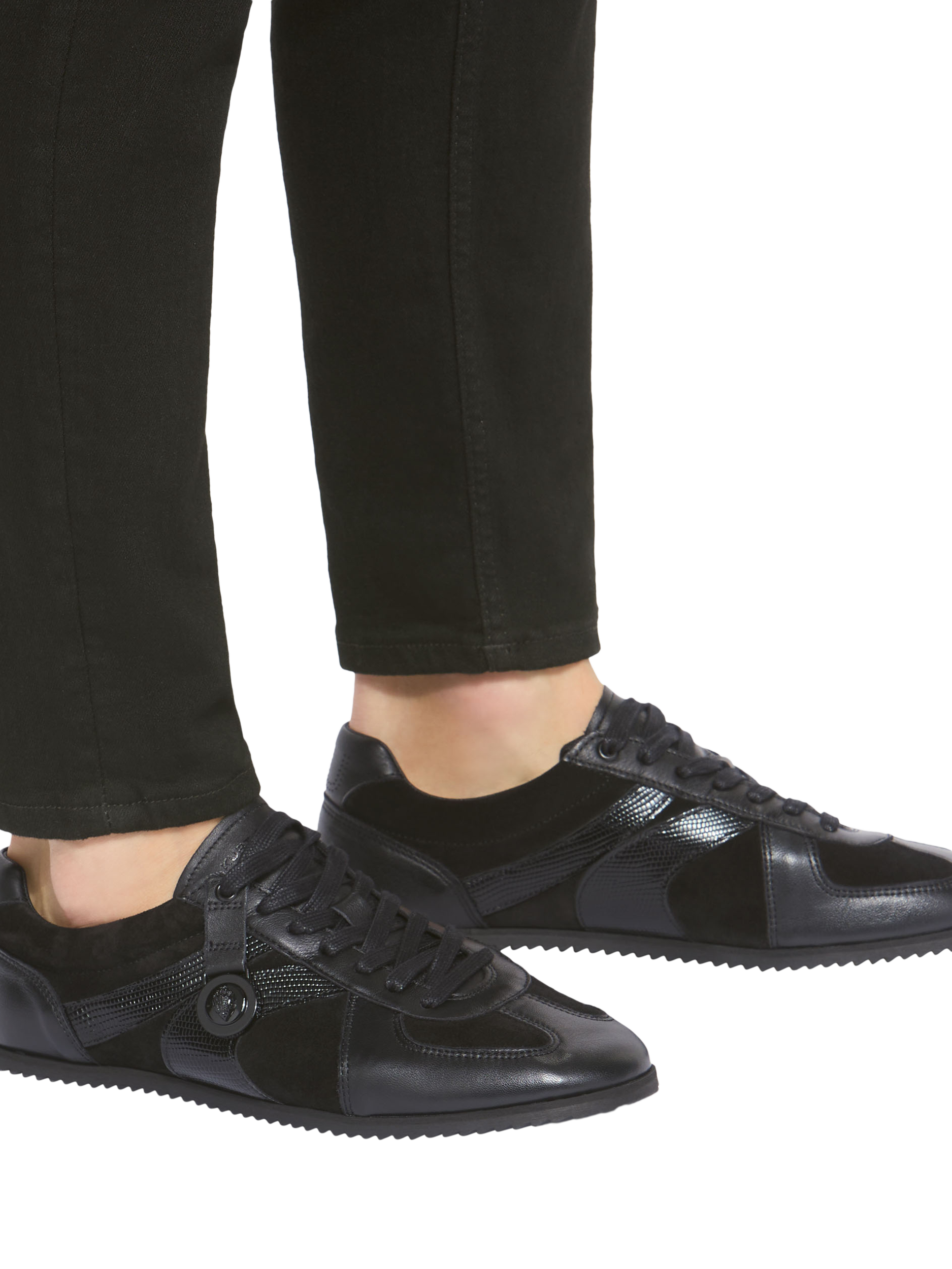 Product image 2 of 5, which shows Kurt Geiger London Eldon Leather Trainers, Black, 7