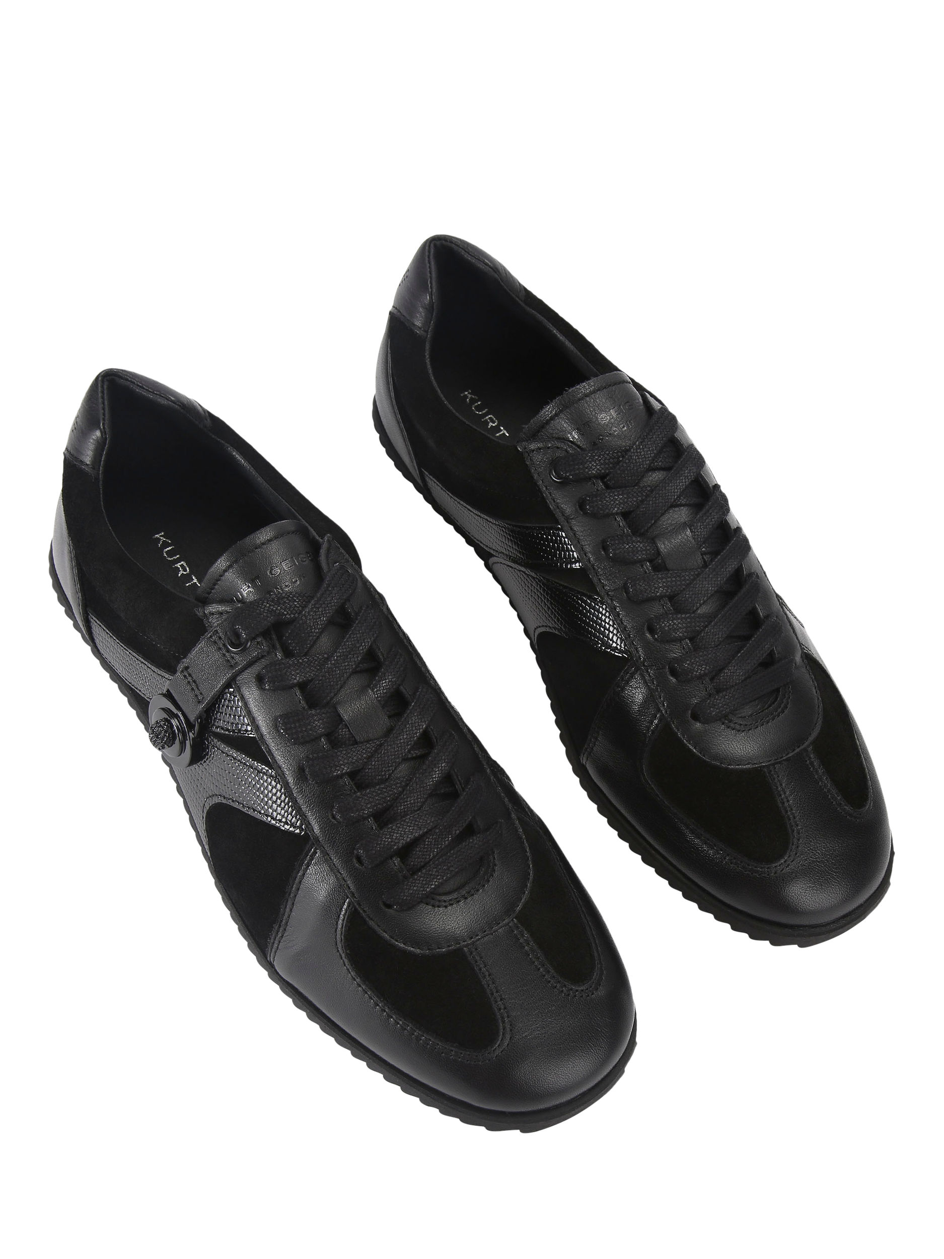 Product image 3 of 5, which shows Kurt Geiger London Eldon Leather Trainers, Black, 7