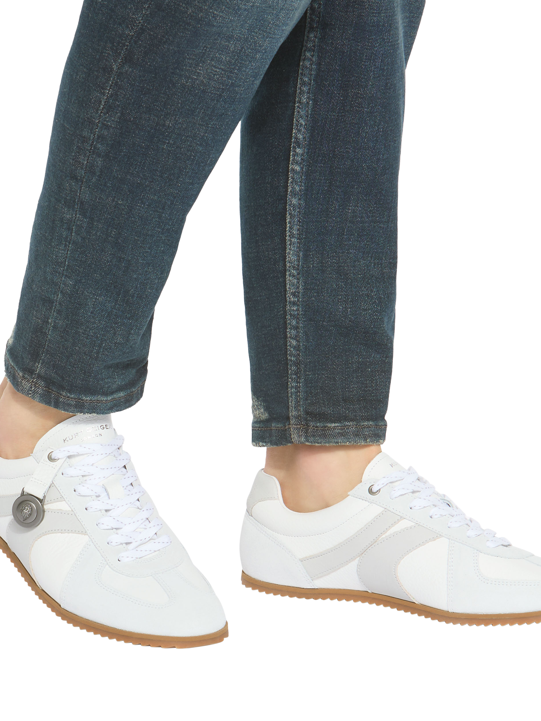 Product image 2 of 5, which shows Kurt Geiger London Eldon Leather Trainers, White, 7