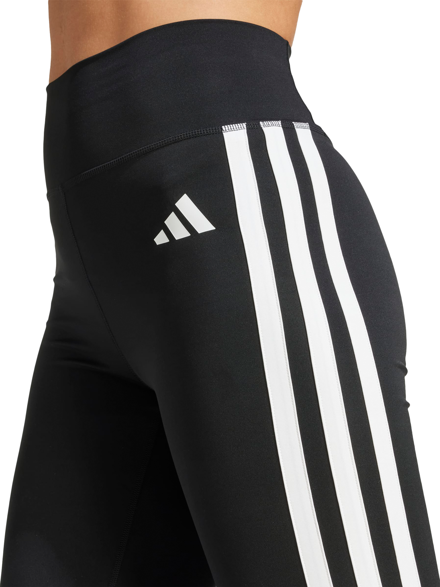 Product image 3 of 6, which shows adidas Optime Essentials Aeroready 3 Stripes Flared Leggings, Black/White, XS