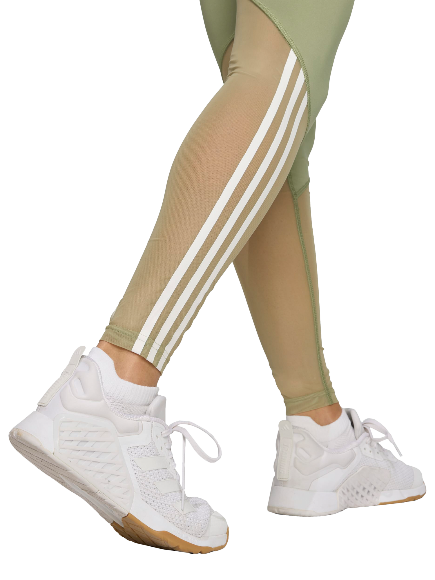 Product image 4 of 6, which shows adidas Women's Hyperglam Full Length Leggings, Green/White, XS