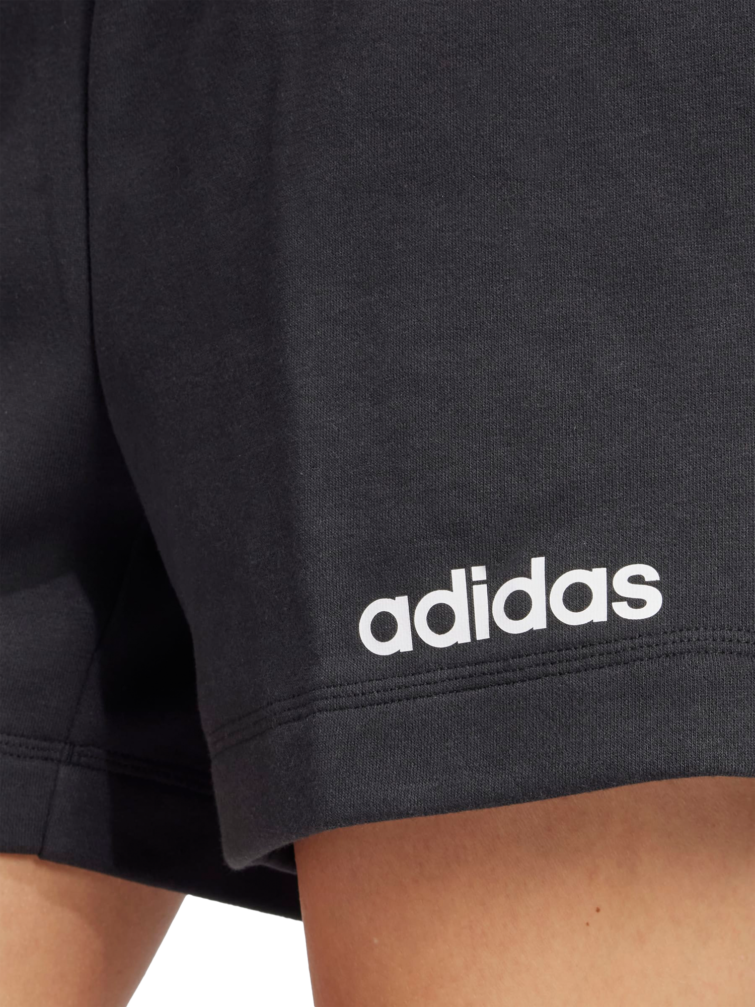 Product image 4 of 6, which shows adidas Essentials Linear French Terry Shorts, Black/White, XS