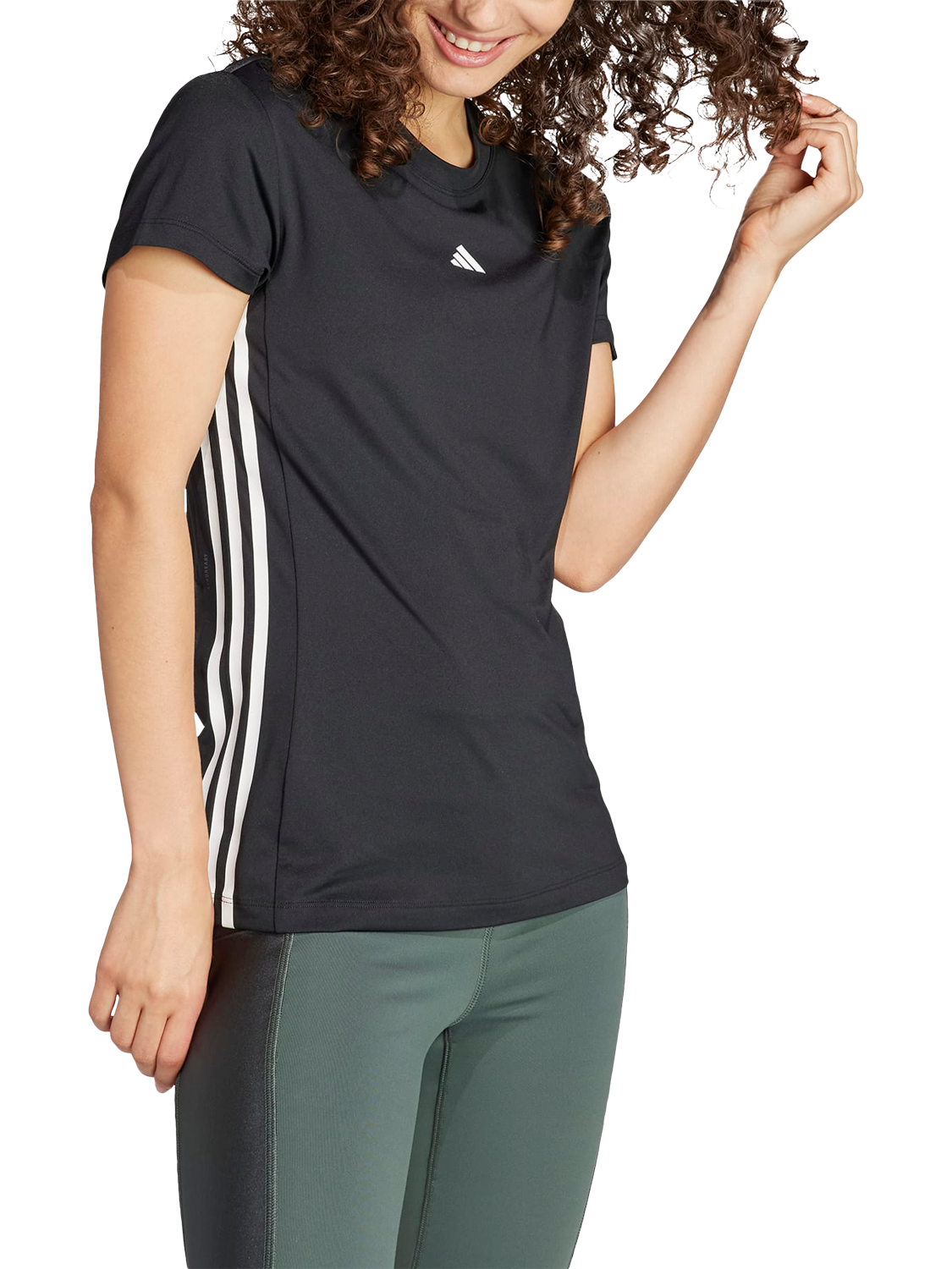 Product image 6 of 6, which shows adidas Hyperglam Training T-Shirt, Black/White, XS