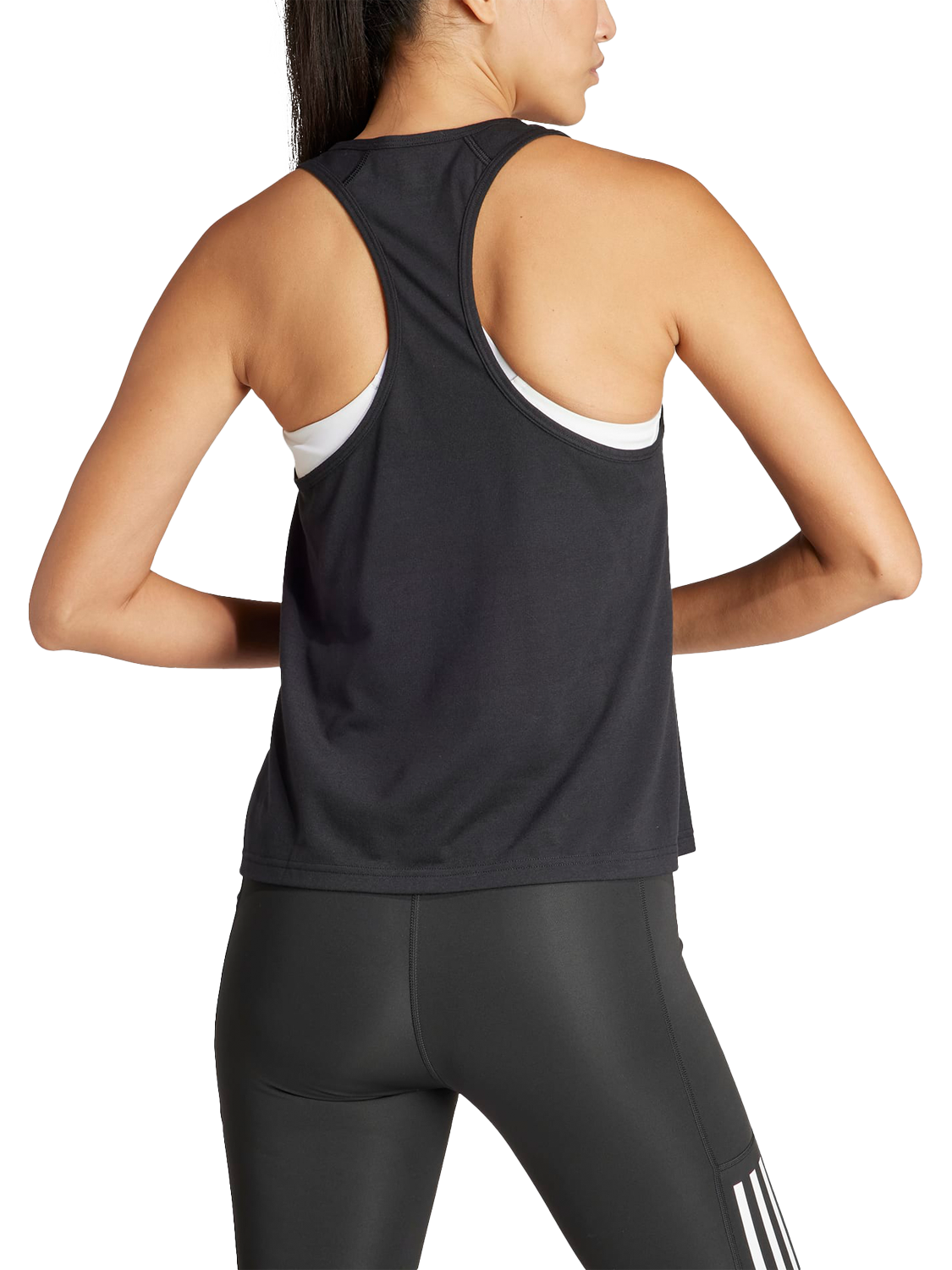 Product image 2 of 6, which shows adidas Train Essentials Racerback Tank Top, Black, XS