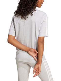 adidas Essentials Three Stripe Boyfriend T-Shirt, Grey/White - view 2, Grey/White