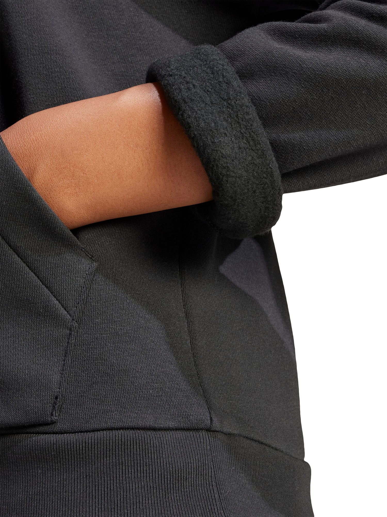 Product image 4 of 6, which shows adidas Essentials Small Logo Feel Cosy Hoodie, Black/White, XS