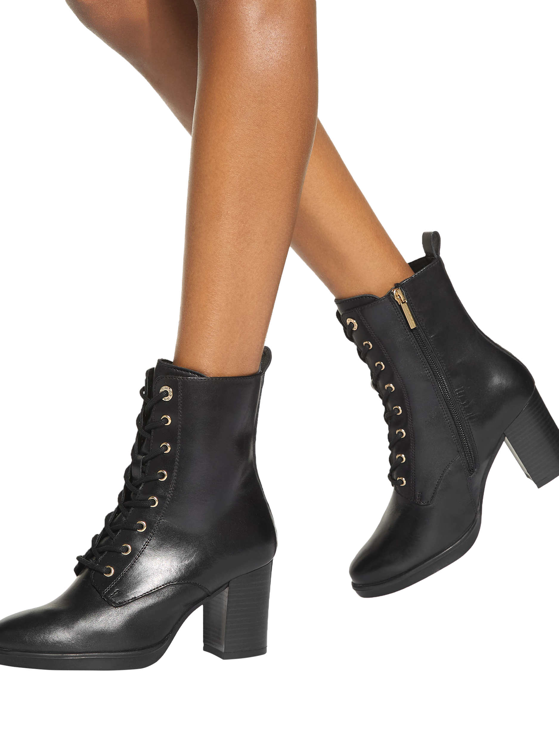 Product image 2 of 5, which shows KG Kurt Geiger Sage Lace Up Leather Ankle Boots, Black, 3
