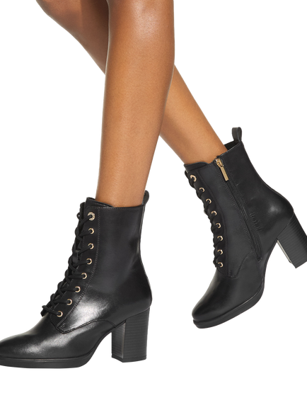 KG Kurt Geiger Sage Lace Up Leather Ankle Boots - view 2, Black