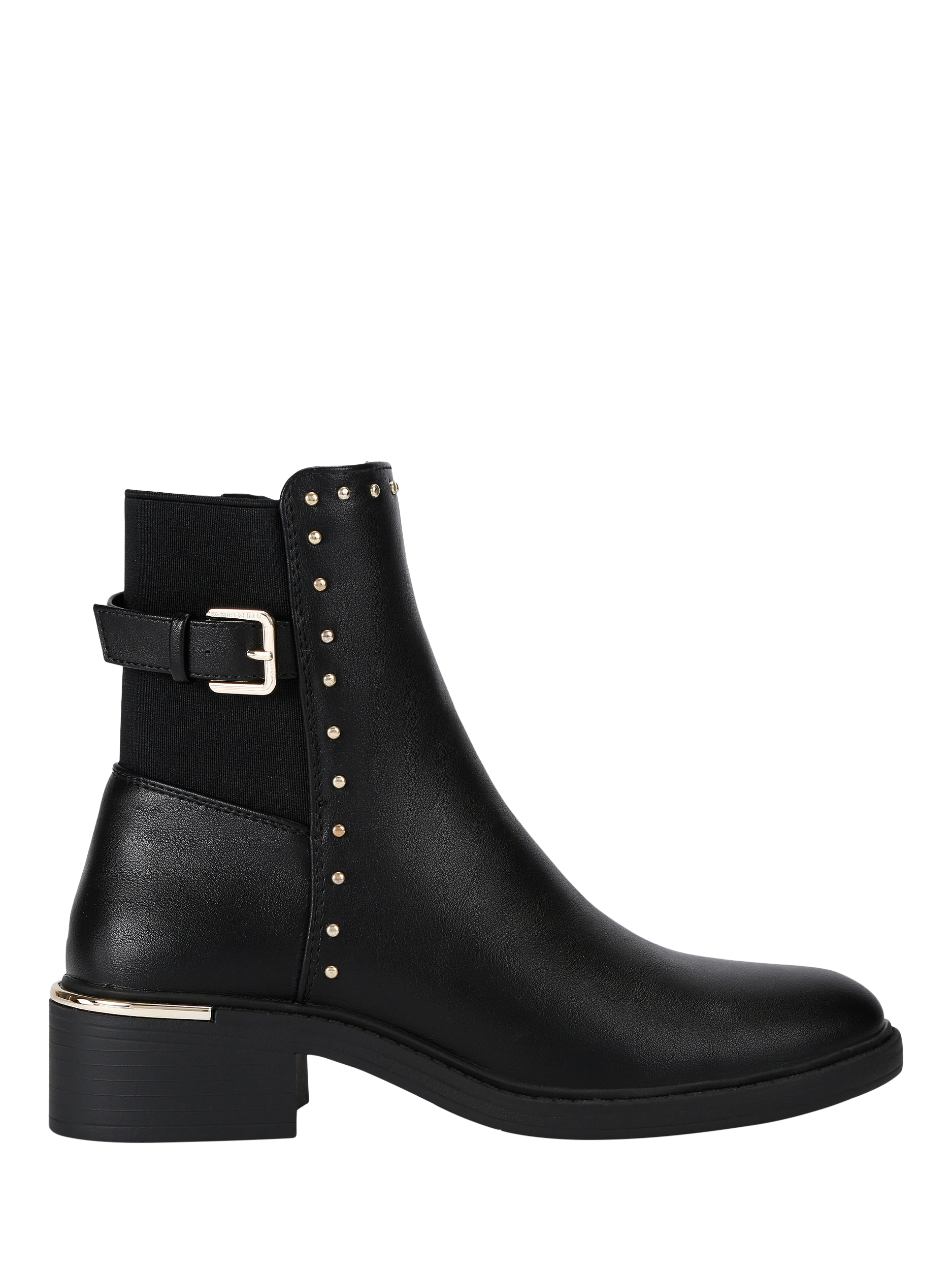 Product image 1 of 4, which shows KG Kurt Geiger Stud Block Heel Ankle Boots, Black, 3