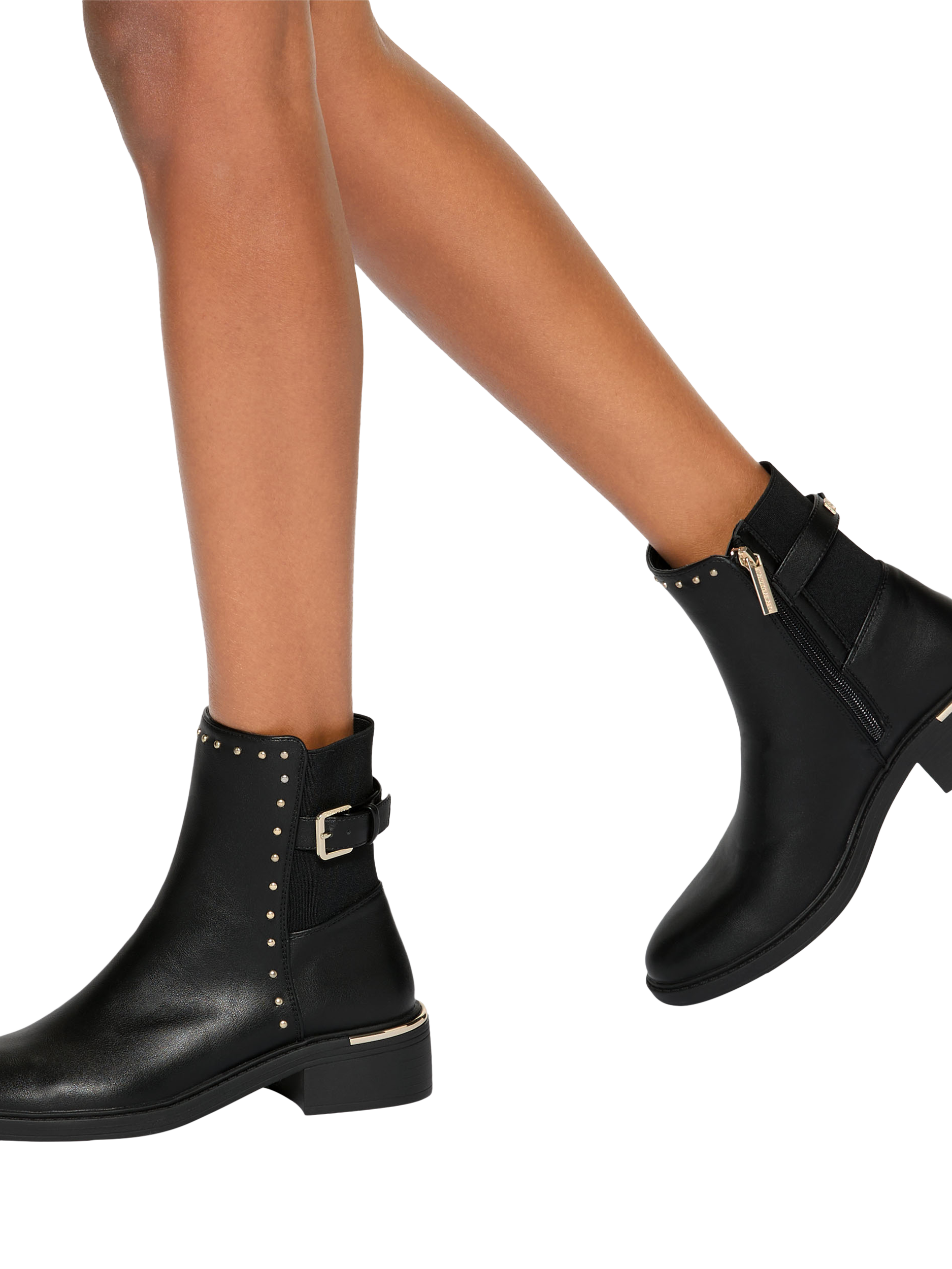 Product image 2 of 4, which shows KG Kurt Geiger Stud Block Heel Ankle Boots, Black, 3