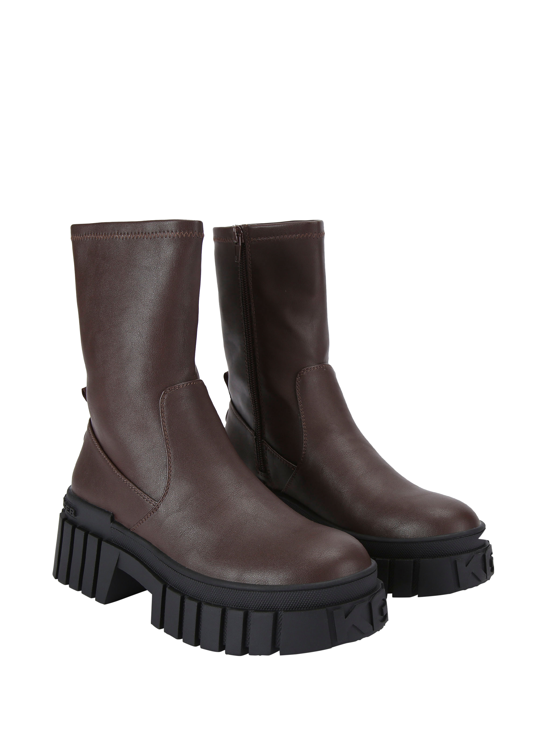 Product image 6 of 6, which shows KG Kurt Geiger Tegan 2 Sock Chunky Ankle Boots, Brown, 3
