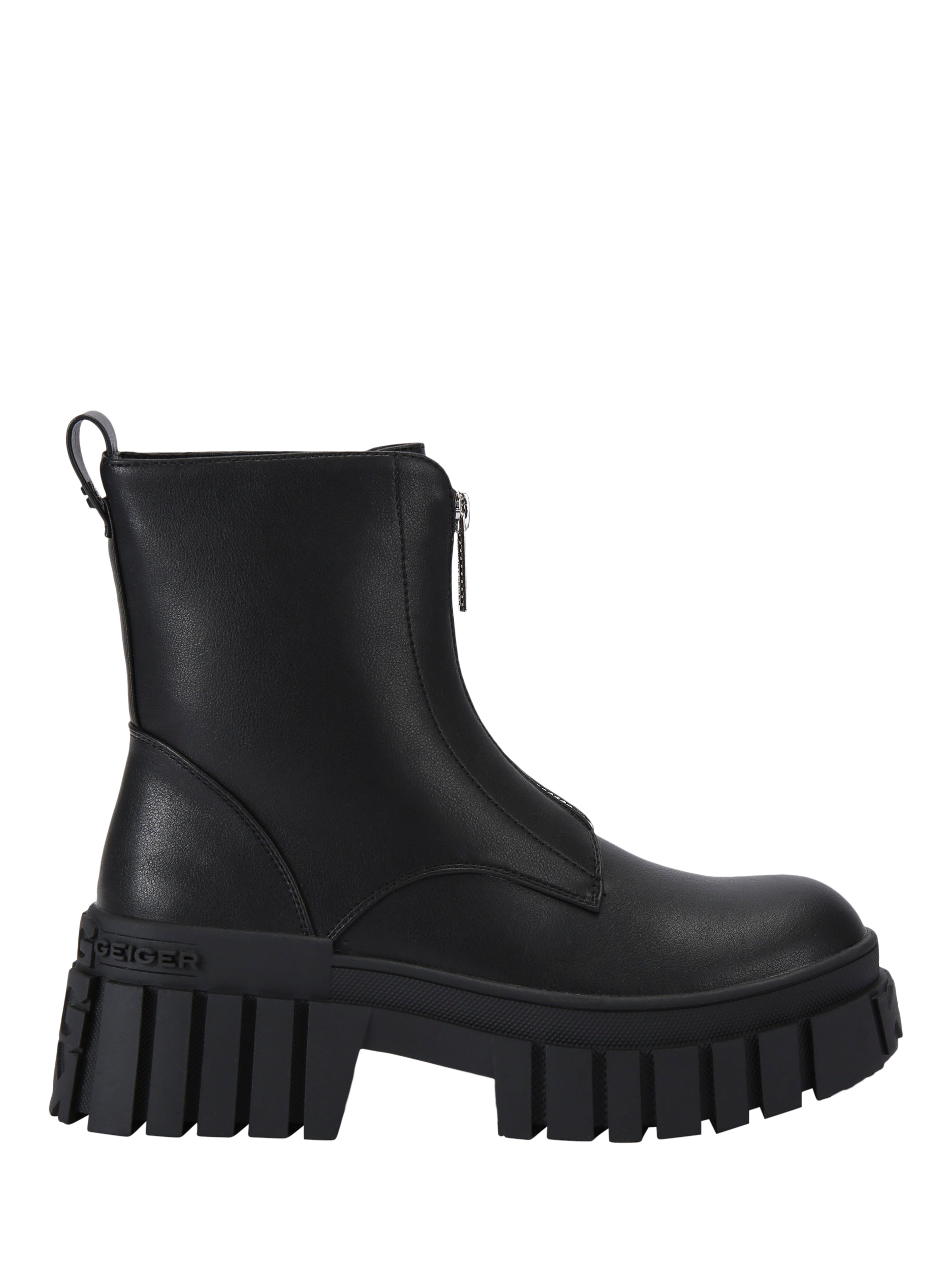 Product image 1 of 6, which shows KG Kurt Geiger Tegan Chunky Sole Zip Ankle Boot, Black, 3