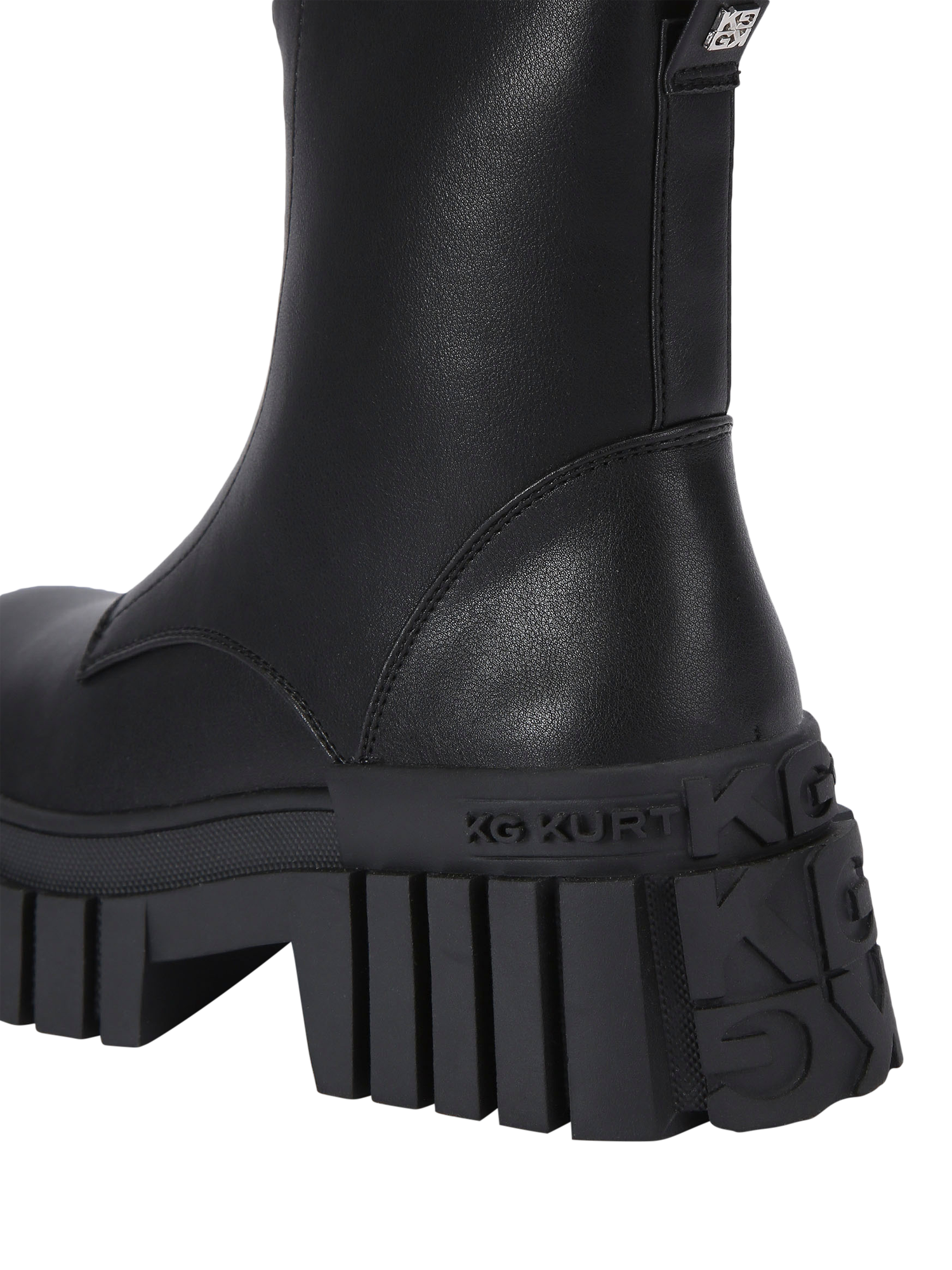 Product image 4 of 6, which shows KG Kurt Geiger Tegan Chunky Sole Zip Ankle Boot, Black, 3