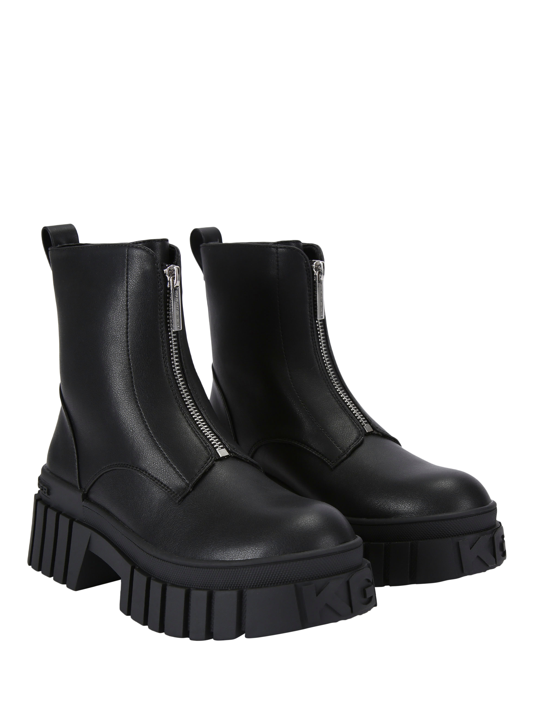 Product image 6 of 6, which shows KG Kurt Geiger Tegan Chunky Sole Zip Ankle Boot, Black, 3