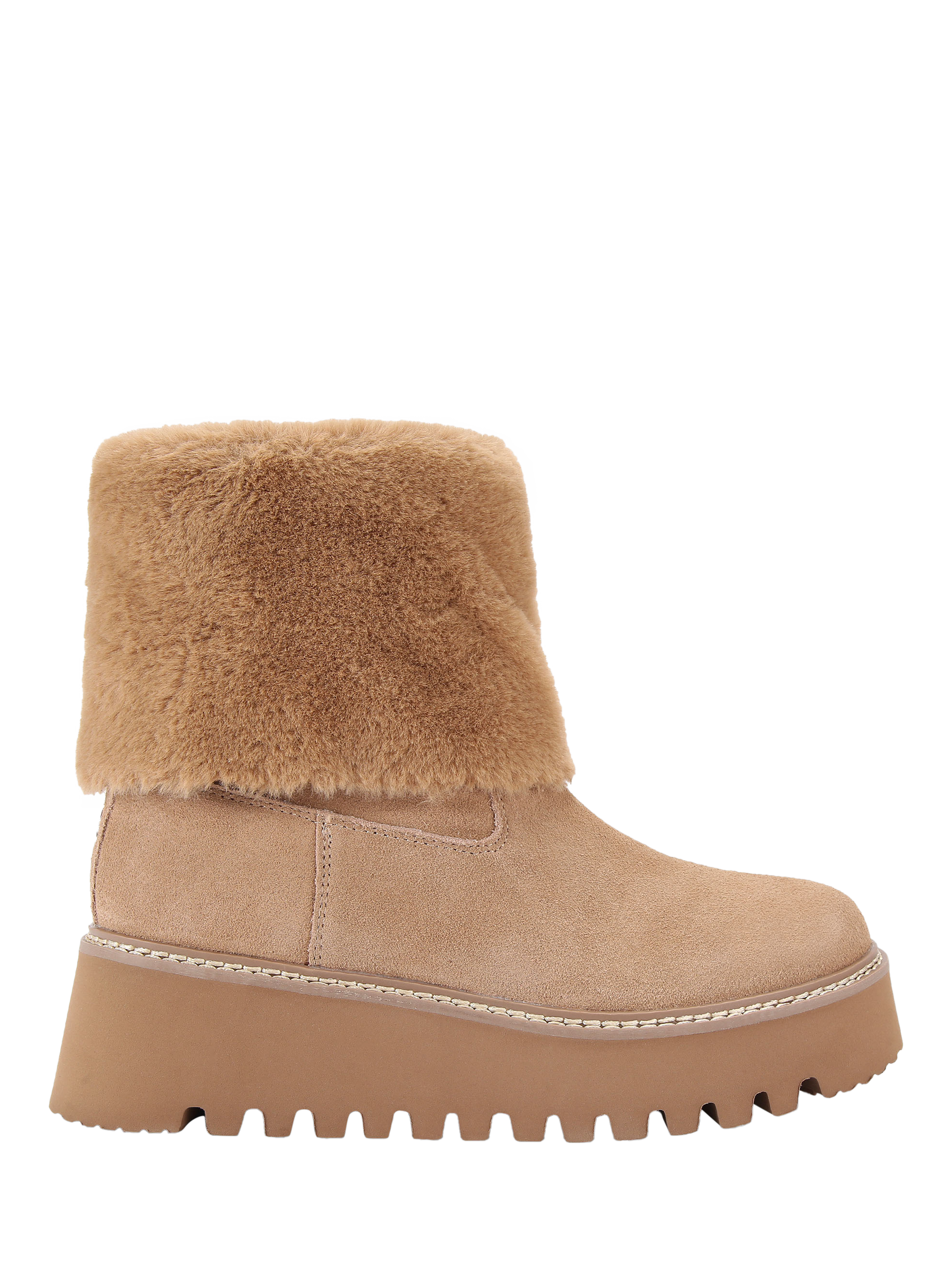 KG Kurt Geiger Toon Suede Faux Fur Ankle Boots, Camel