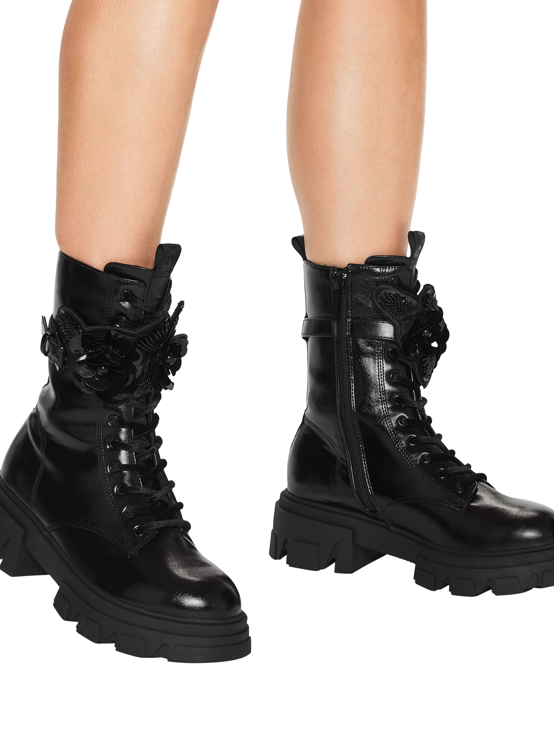 Product image 2 of 4, which shows KG Kurt Geiger Trekker Cuff Ankle Boots, Black, 3