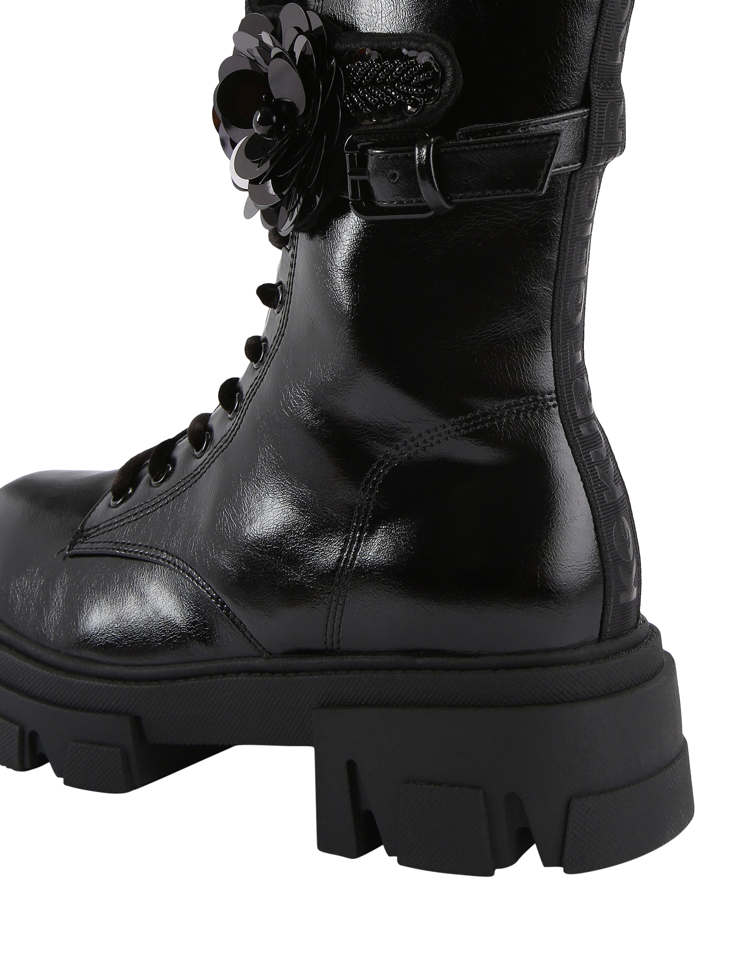 Product image 4 of 4, which shows KG Kurt Geiger Trekker Cuff Ankle Boots, Black, 3