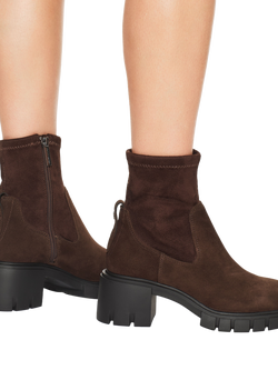 KG Kurt Geiger True Sock Suede Ankle Boots, Brown - view 2, Brown