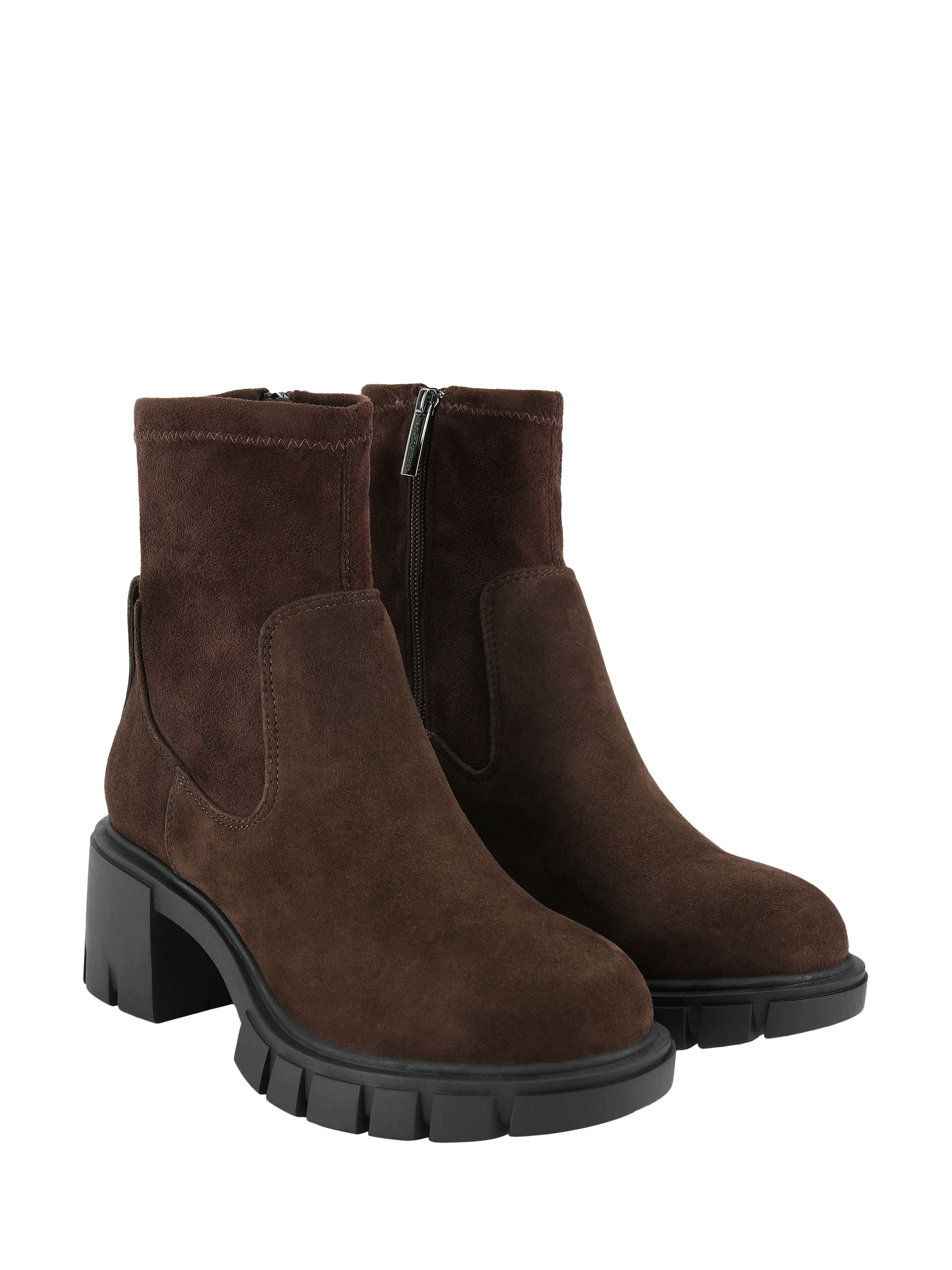 Product image 3 of 4, which shows KG Kurt Geiger True Sock Suede Ankle Boots, Brown, 3