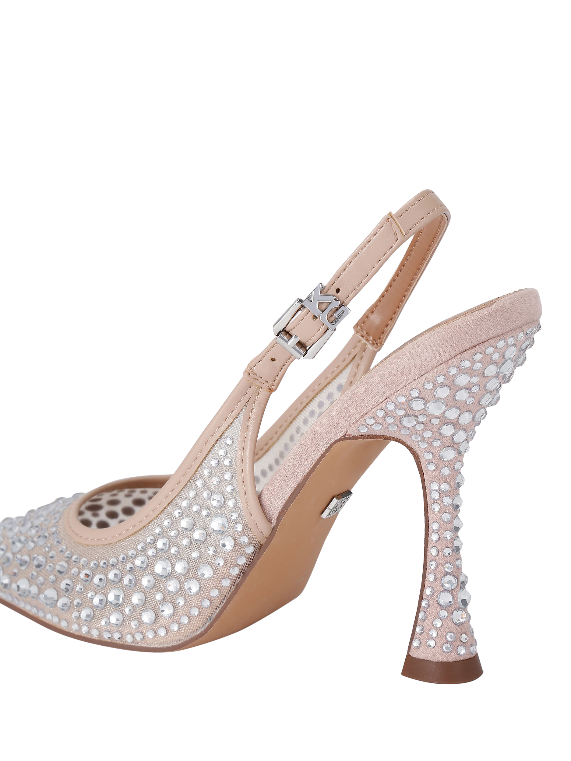 Product image 4 of 5, which shows KG Kurt Geiger Aria Gem Embellished Court Shoes, Blush, 3