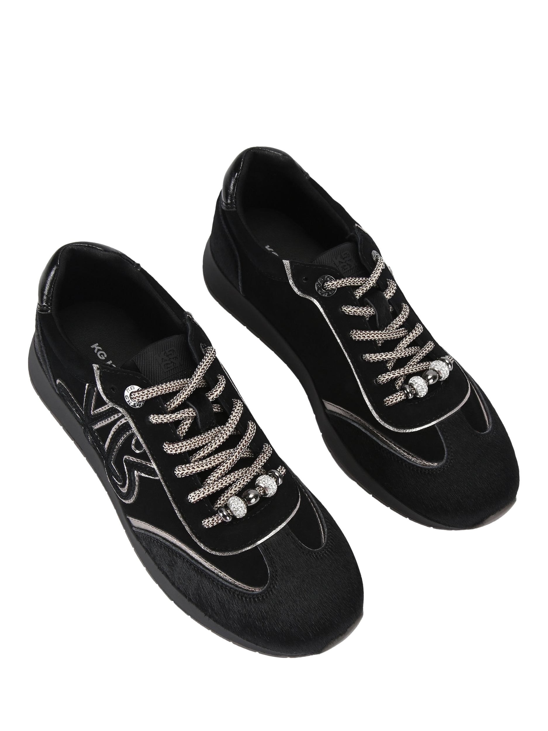 Product image 3 of 4, which shows KG Kurt Geiger Lala Leather Trainers, Black, 3