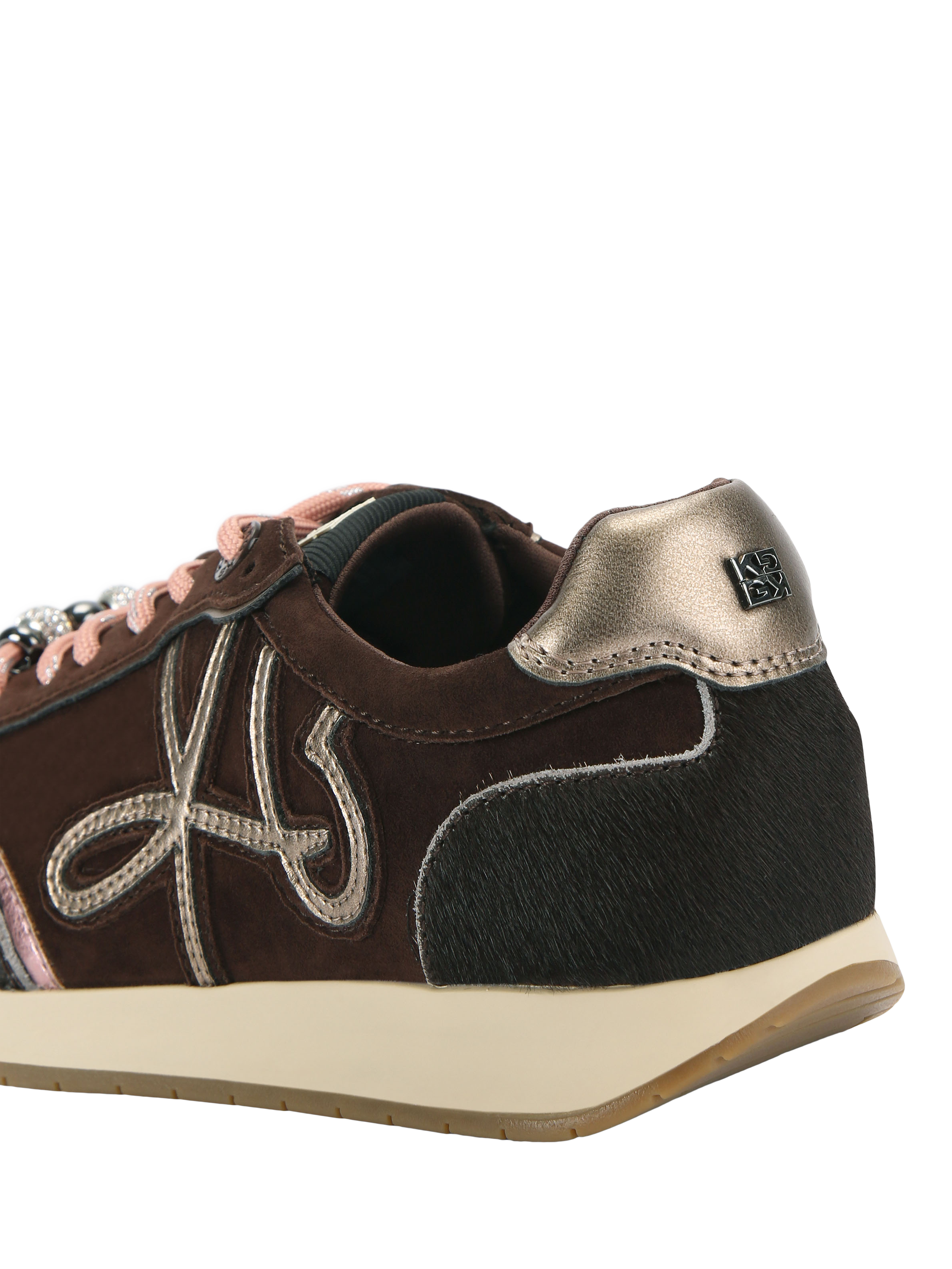 Product image 4 of 4, which shows KG Kurt Geiger Lala Suede Trainers, Brown, 3