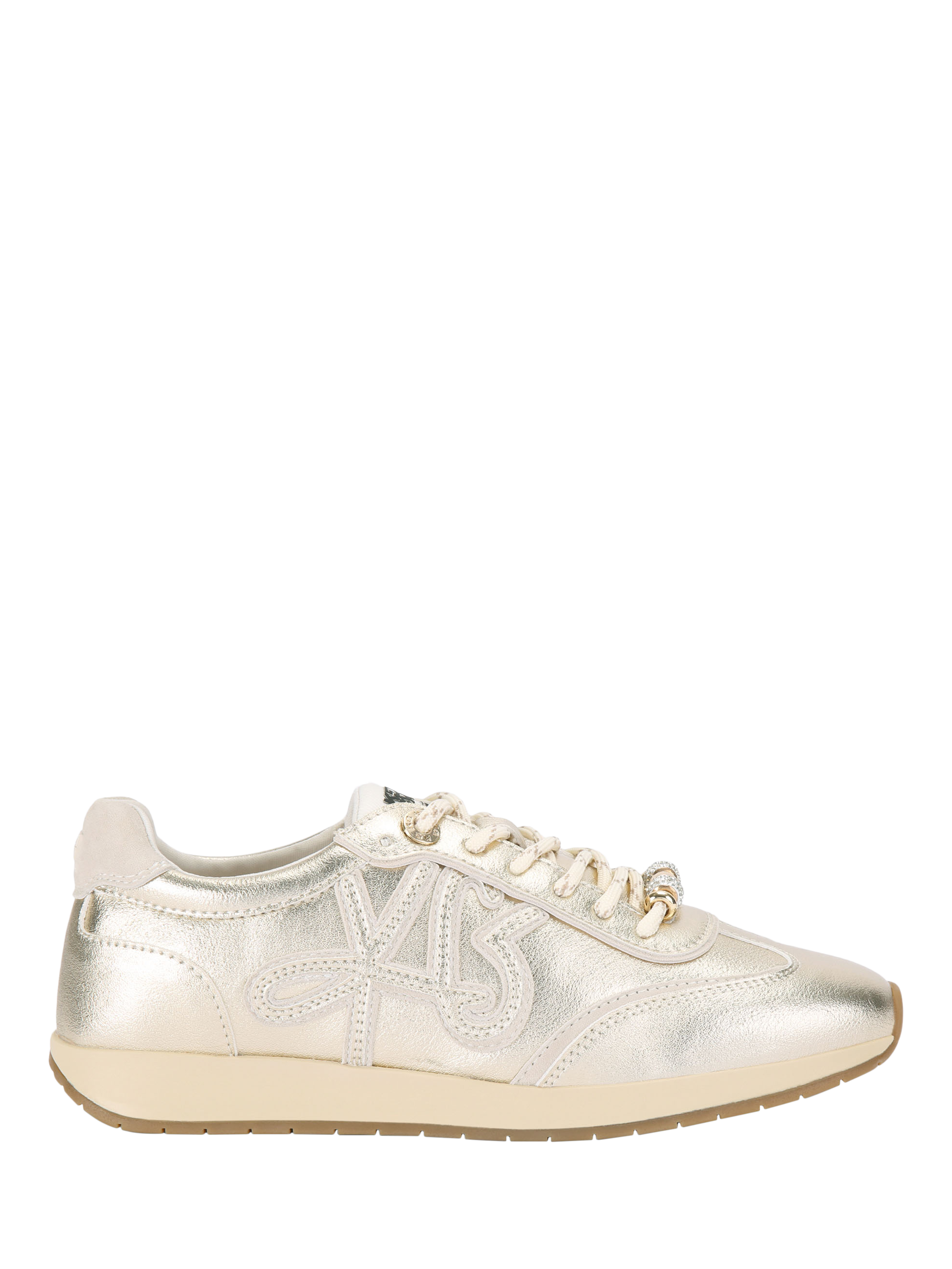 Product image 1 of 11, which shows KG Kurt Geiger Lala Leather Trainers, Gold, 3