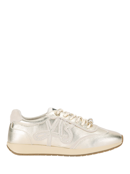 KG Kurt Geiger Lala Leather Trainers, Gold, Gold