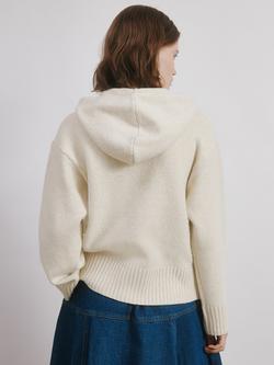 Albaray Cosy Knitted Hoodie, Oatmeal - view 2, Oatmeal