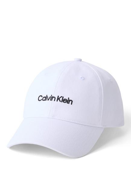 Calvin Klein Cotton Embroidered Logo Baseball Cap, Bright White/ Black