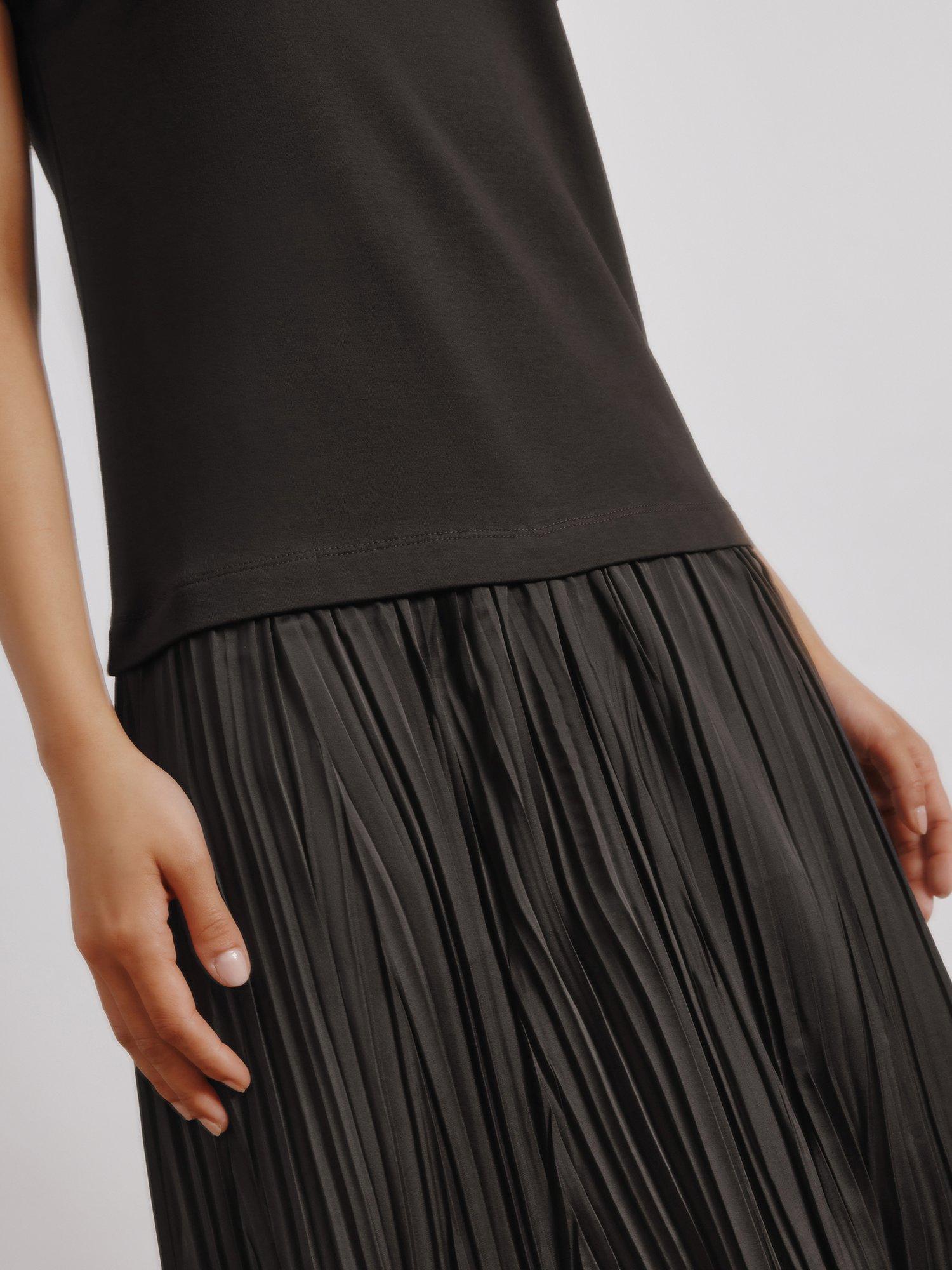 Product image 4 of 5, which shows Albaray Jersey Plisse Skirt Dress, Brown, 8