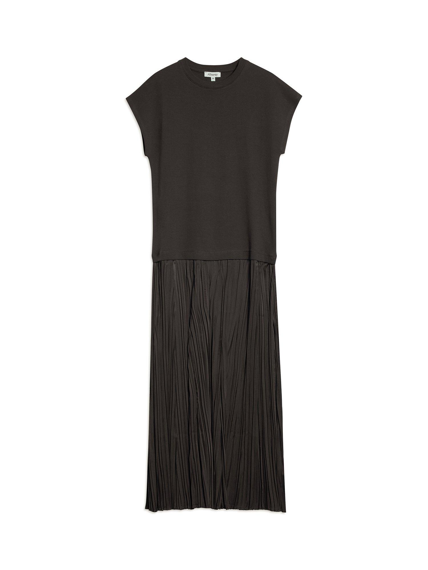 Product image 5 of 5, which shows Albaray Jersey Plisse Skirt Dress, Brown, 8